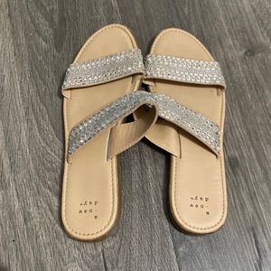 Jeweled slip on sandals